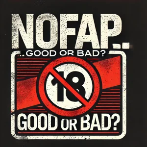 DALL·E 2024-09-13 19.51.32 - A graphic with the text 'Nofap... good or bad?' in bold, eye-cat...webp
